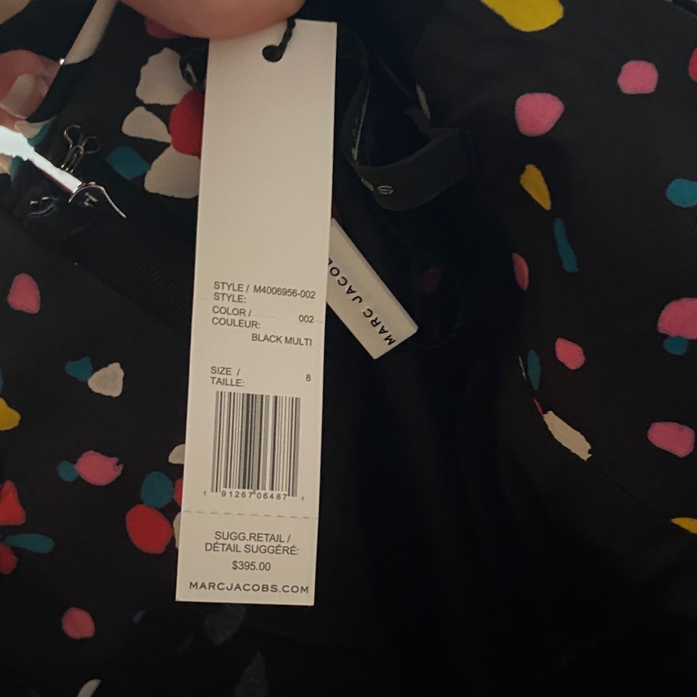NWT Marc Jacobs Black Dress with Multicolor Polka Floral Print - Picture 7 of 8